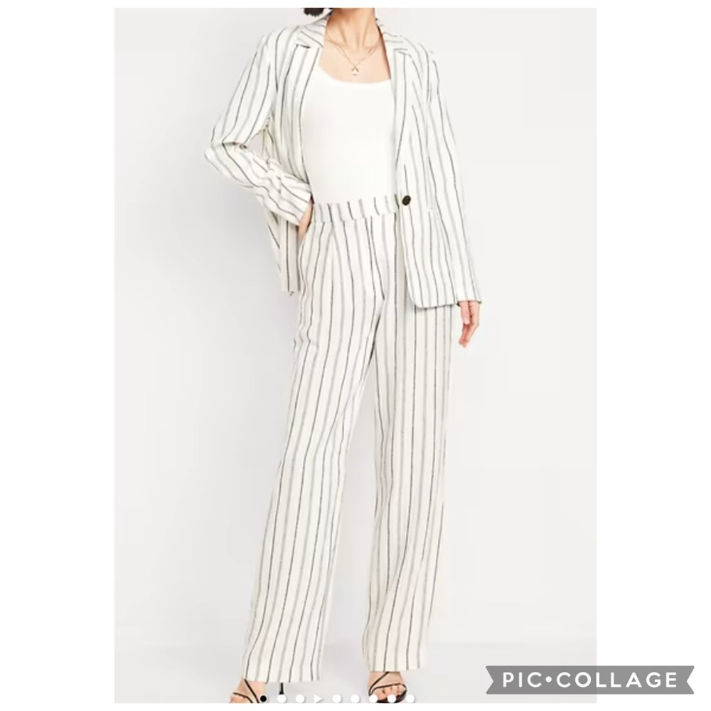 ❣️🆕Old Navy Taylor Linen-Blend Fitted Blazer & Wide-Leg Trouser Pants Suit Set❣️ - Picture 2 of 12